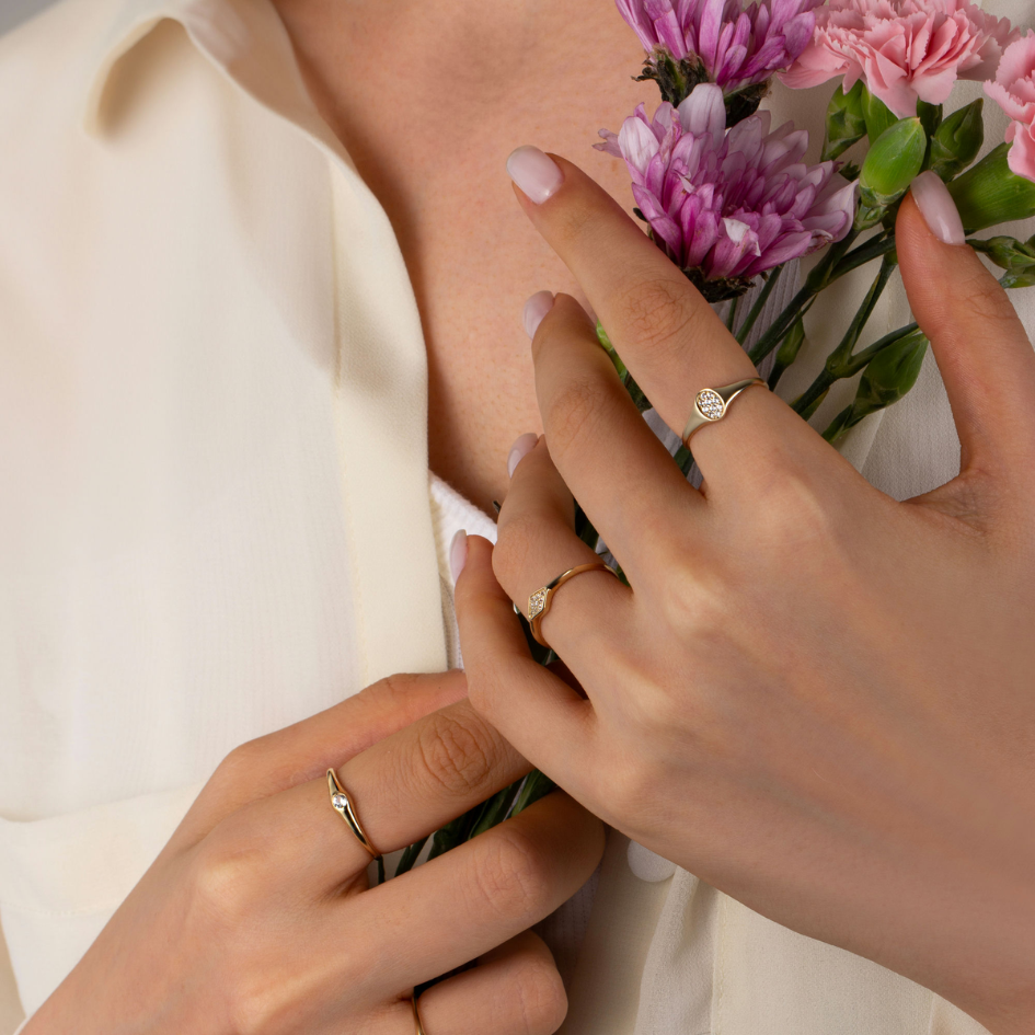 Oval Pavé Signet Ring - Zayla
