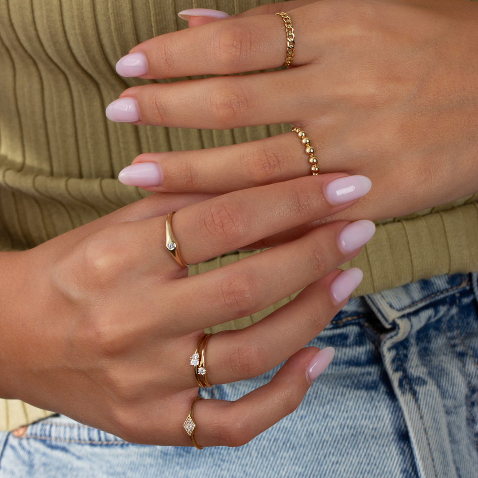Diamond Slim Dome Ring - Zayla