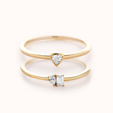Diamond Duo Stack - Yellow Gold - Zayla