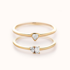 Diamond Duo Stack - Yellow Gold - Zayla