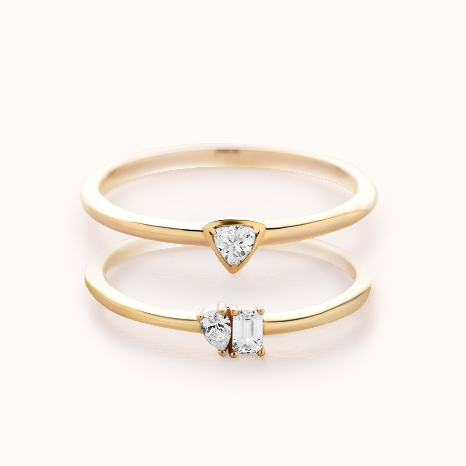 Diamond Duo Stack - Yellow Gold - Zayla