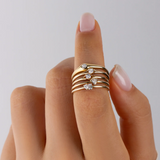 Diamond Duo Stack - Yellow Gold - Zayla
