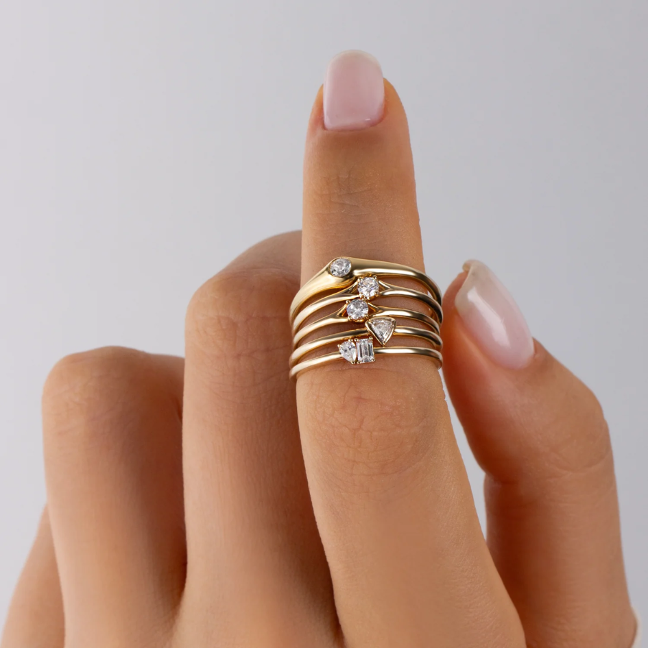 Diamond Duo Stack - Yellow Gold - Zayla