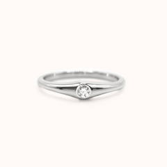 Diamond Slim Dome Ring | White Gold - Zayla