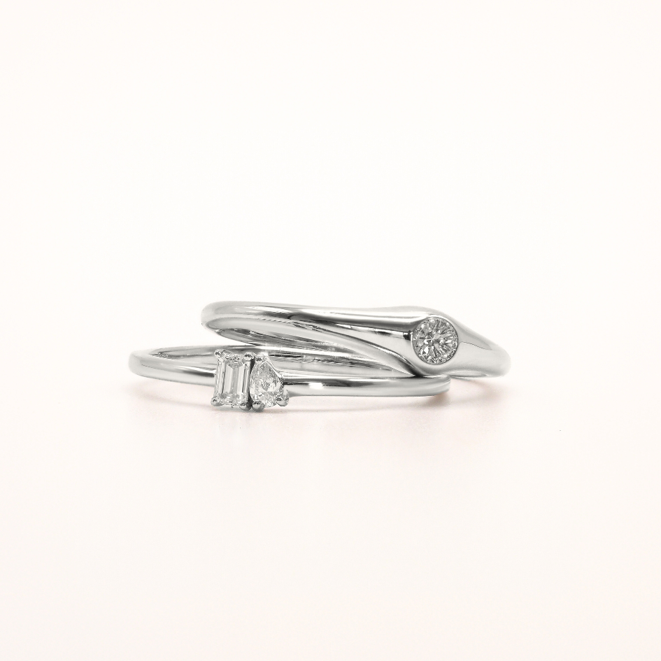Diamond Slim Dome Ring | White Gold - Zayla