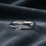 Mini Toi et Moi Stacker | White Gold