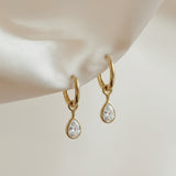 The Drip Huggies | Diamond Pear Drop Earrings