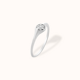 Round Pavé Signet Ring | White Gold - Zayla