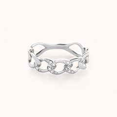Pavé Chain Ring | White Gold - Zayla