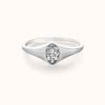Oval Pavé Signet Ring | White Gold - Zayla