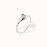 Oval Pavé Signet Ring | White Gold - Zayla