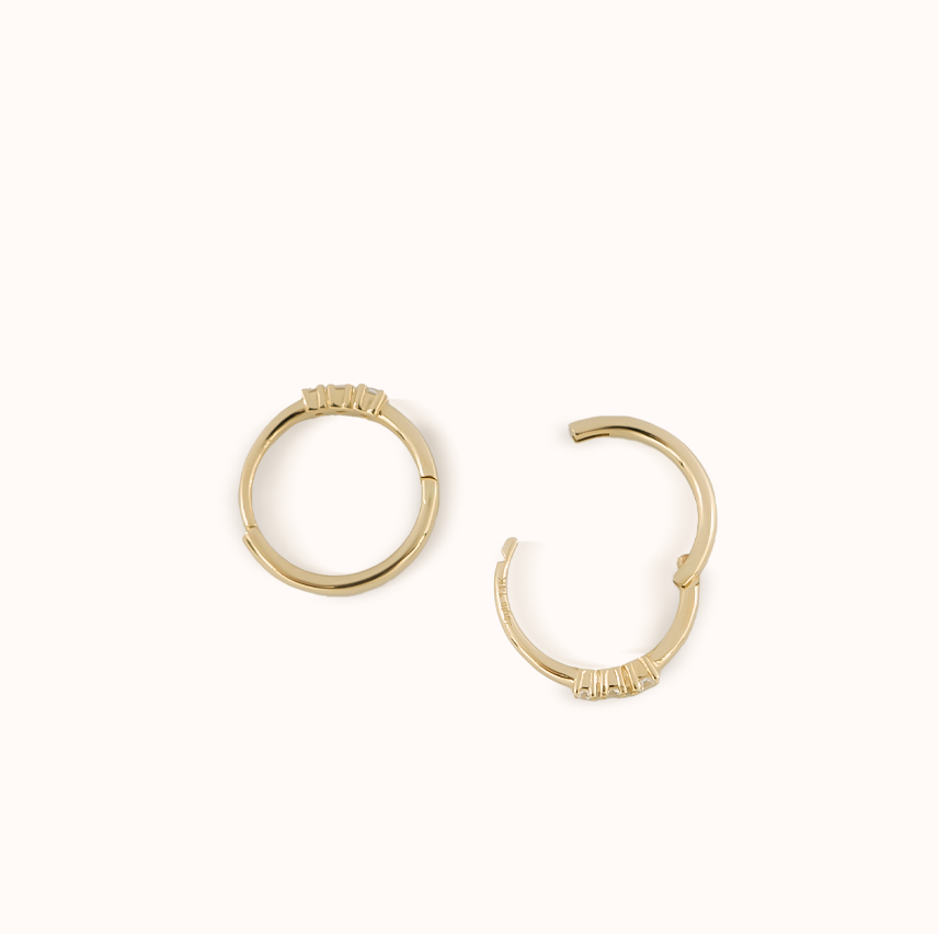 Triple Crystal Small Hoops - Zayla