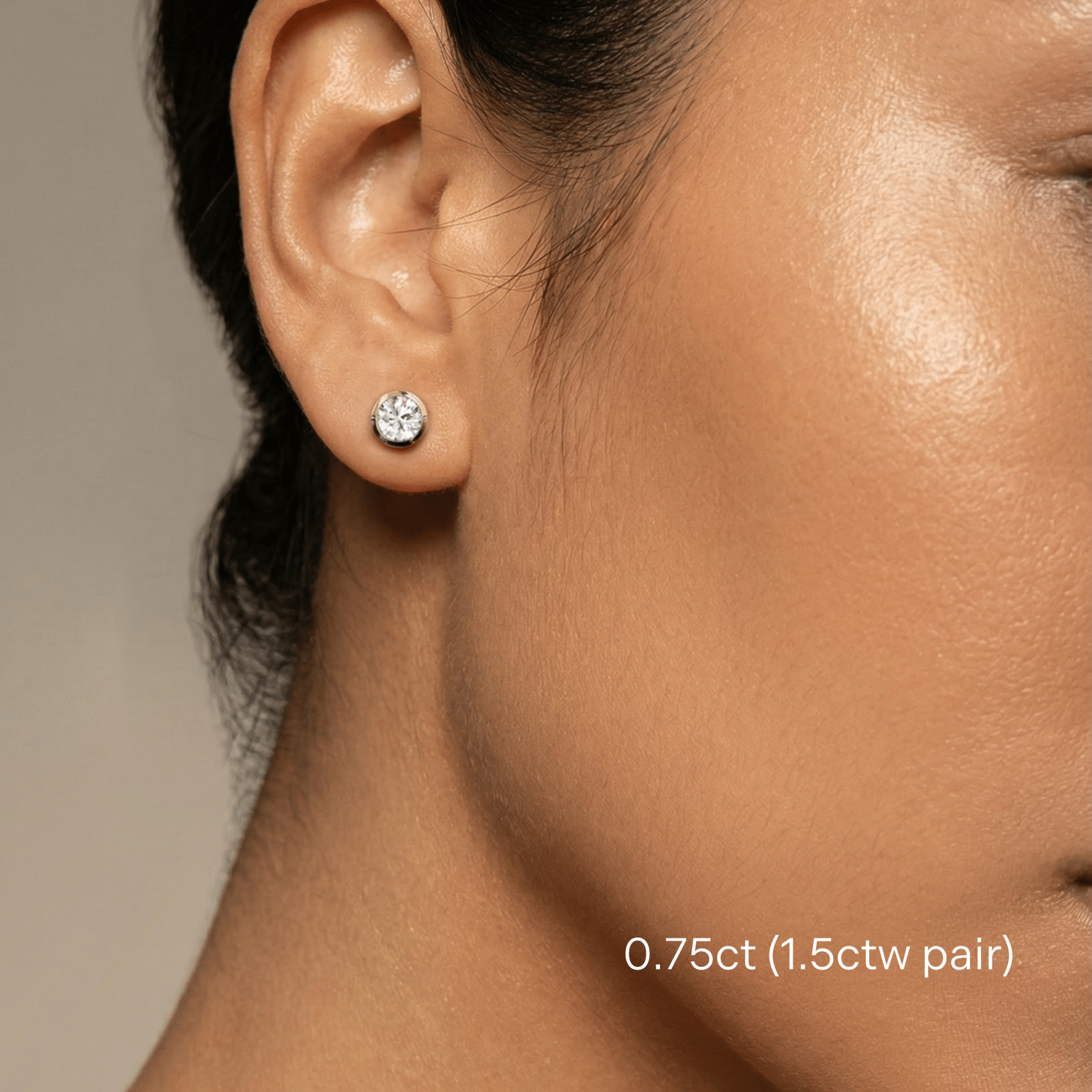 Halo Studs | Round Diamond Bezel - Zayla - Earrings