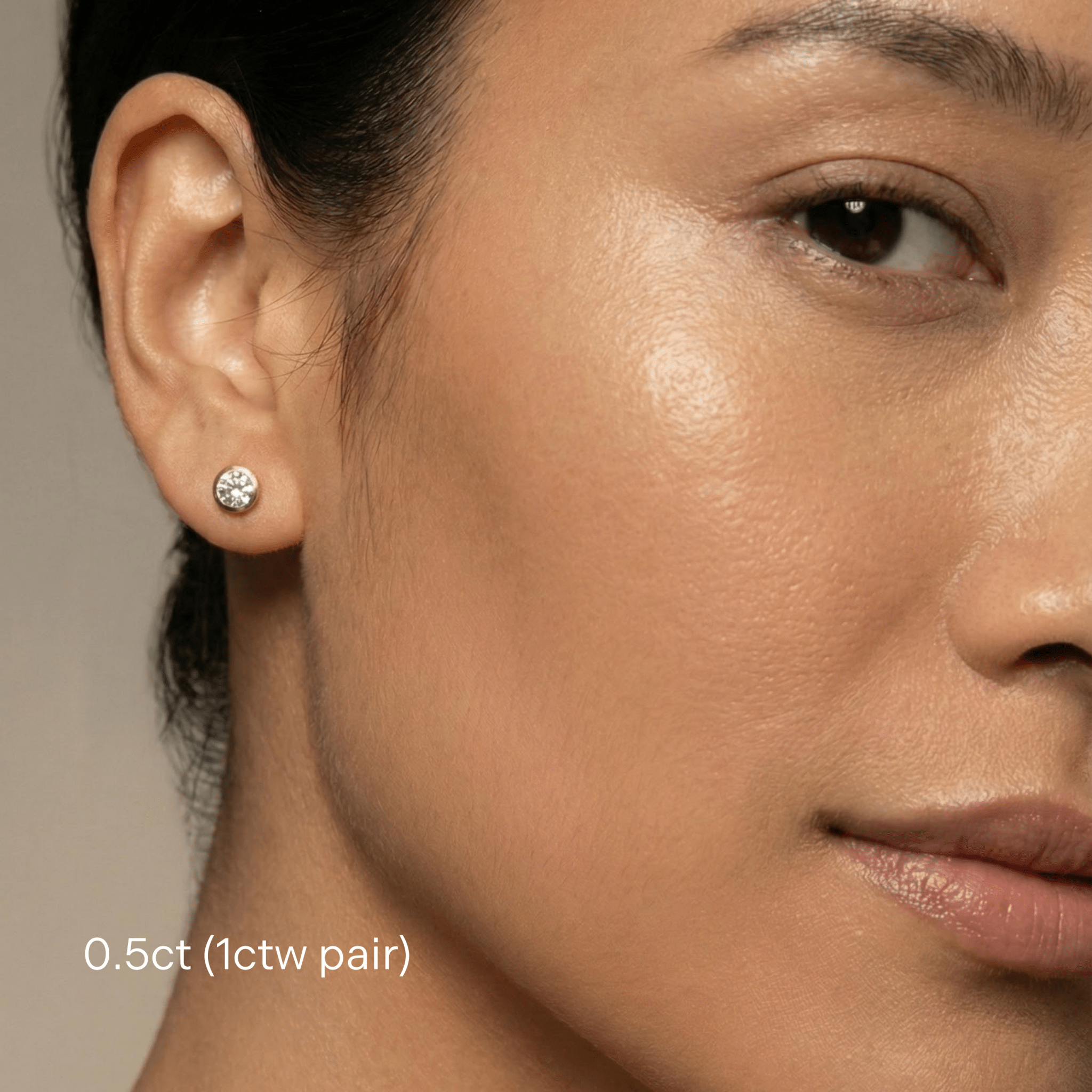 Halo Studs | Round Diamond Bezel - Zayla - Earrings