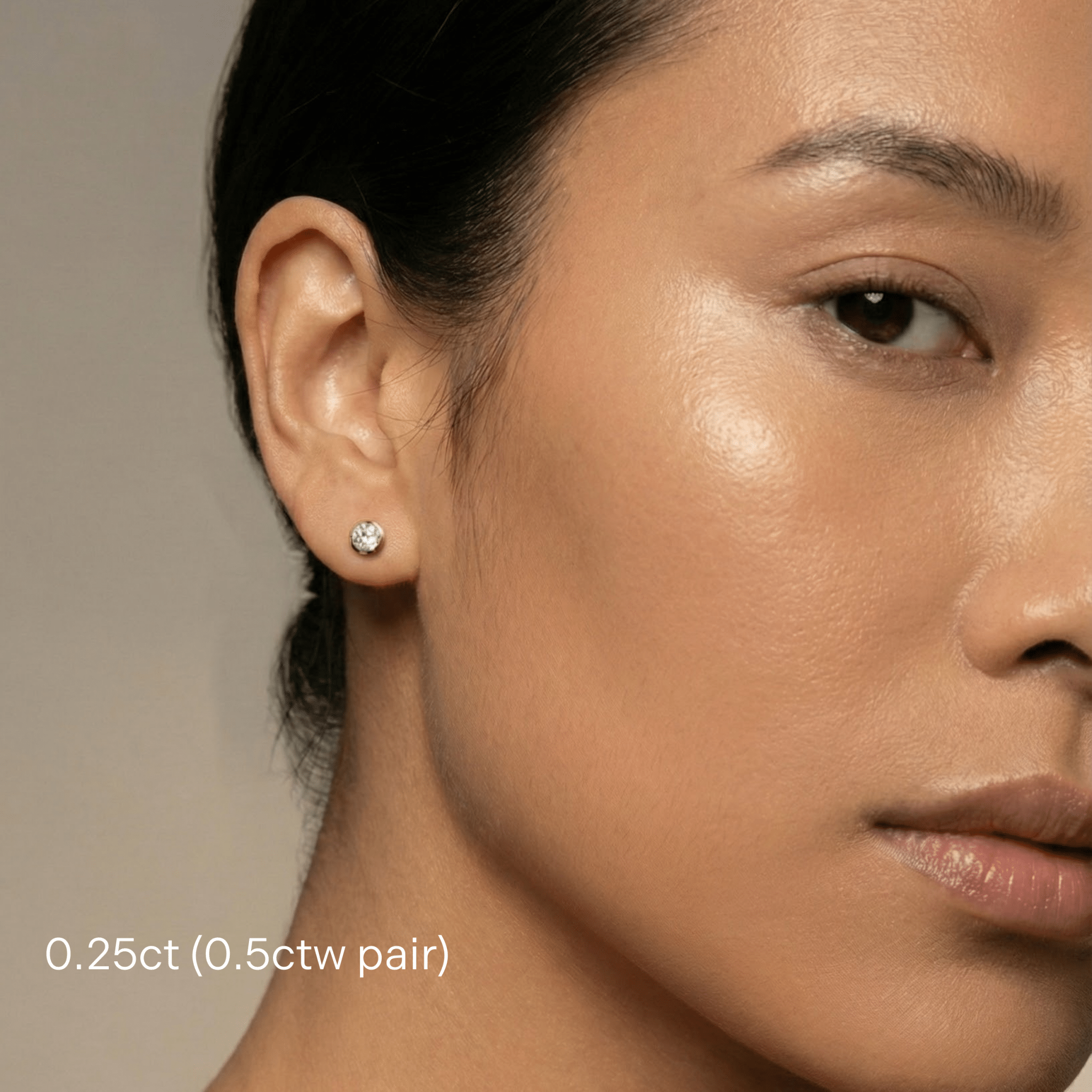 Halo Studs | Round Diamond Bezel - Zayla - Earrings