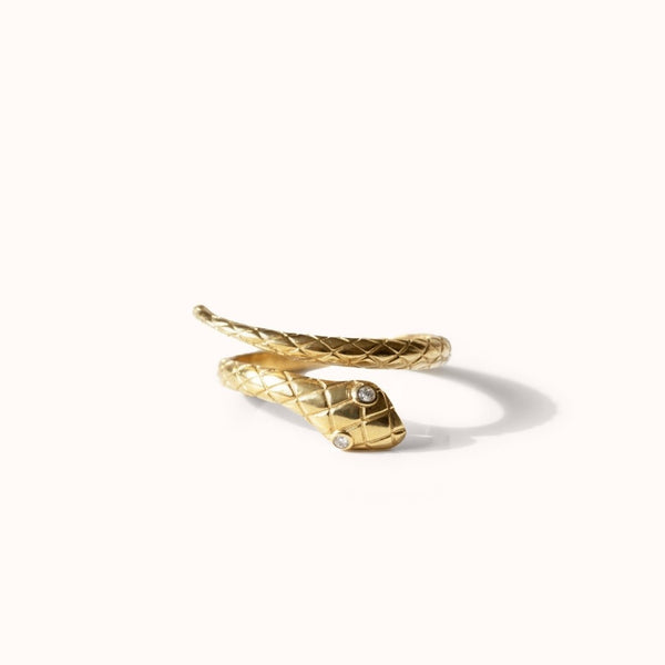 Snake Ring – 14k Solid Gold Serpent Wrap Band | Zayla