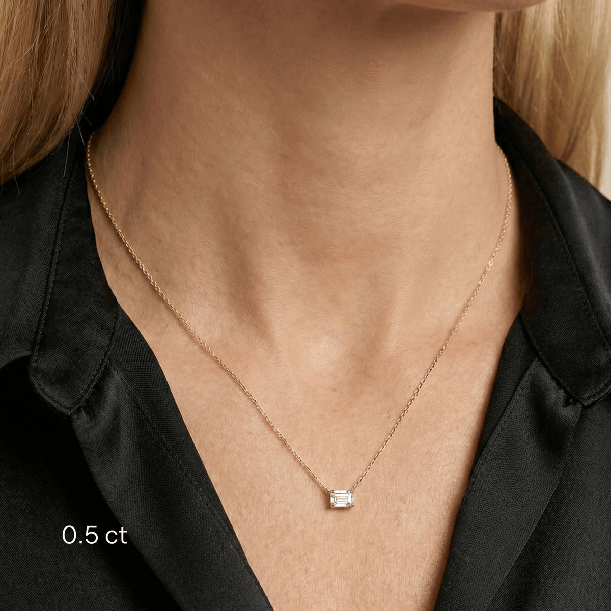 The Horizon Pendant | 1.00ct Emerald Lab Diamond in 14k Gold – Zayla