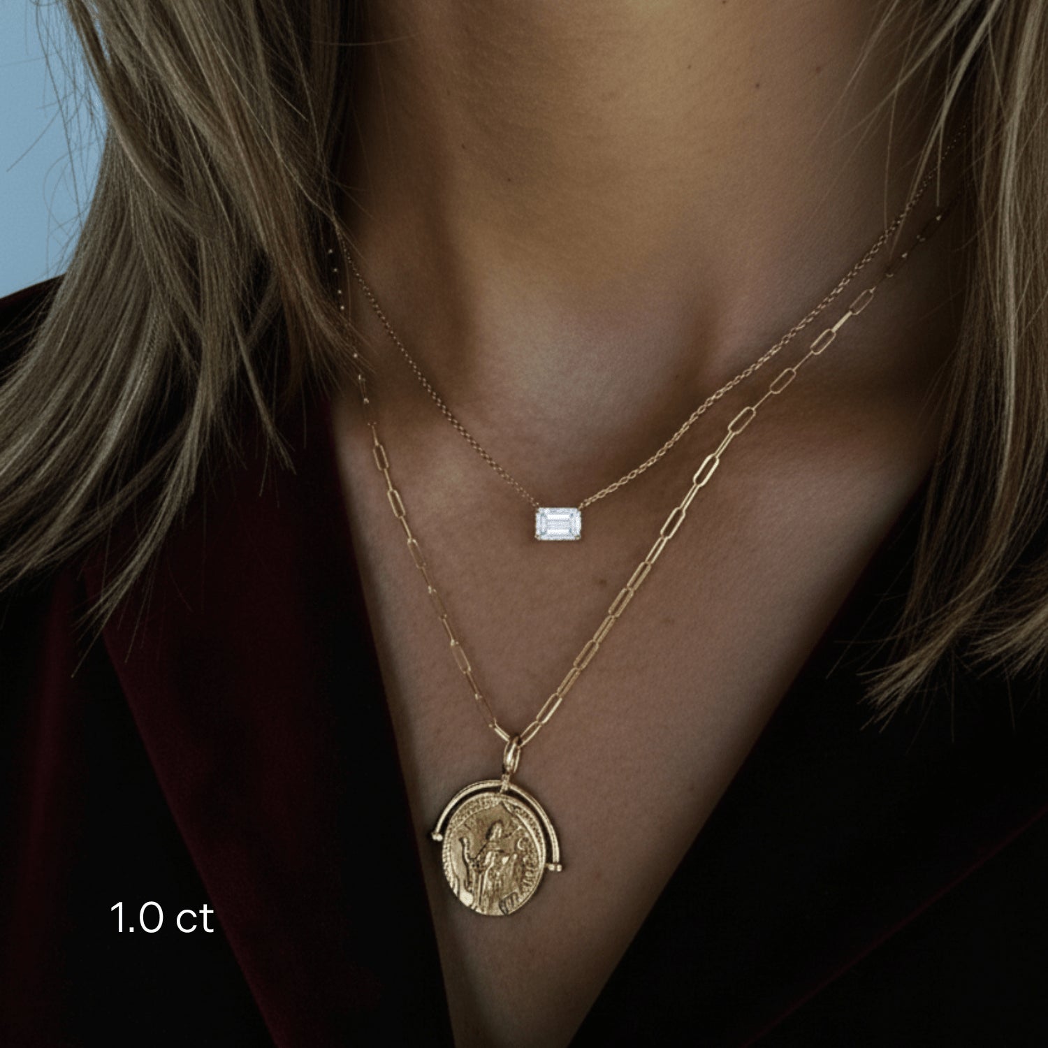 The Horizon Pendant | 1.00ct Emerald Lab Diamond in 14k Gold – Zayla The Horizon Pendant | 1.00ct Emerald Lab Diamond in 14k Gold – Zayla
