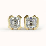 Vault Studs | Asscher Half Bezel Earrings