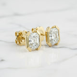 Vault Studs | Asscher Half Bezel Earrings