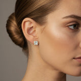 Vault Studs | Asscher Half Bezel Earrings