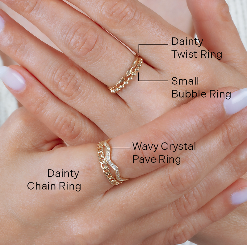 Wavy Crystal Pavé Ring