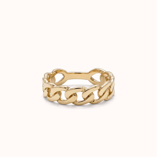Bold Chain Ring – Solid 14k Gold Curb Link Ring for Women | Zayla