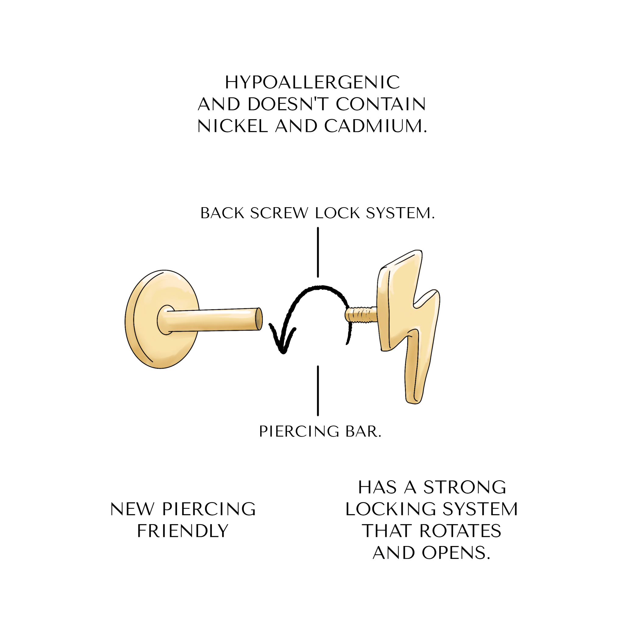 Monroe Flat - Back Stud - Zayla - Earrings