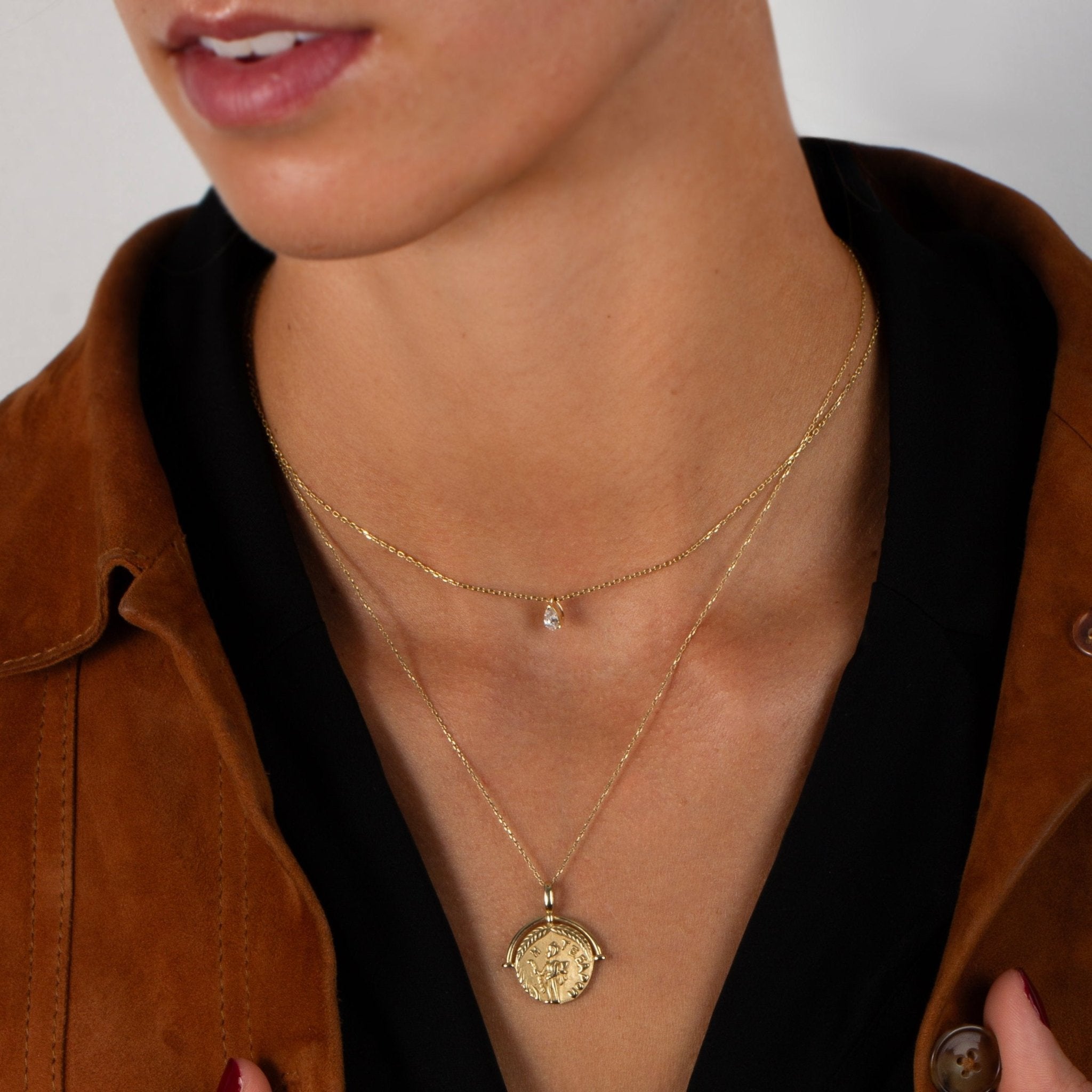 Diamond Drop Pendant - Zayla - Necklaces