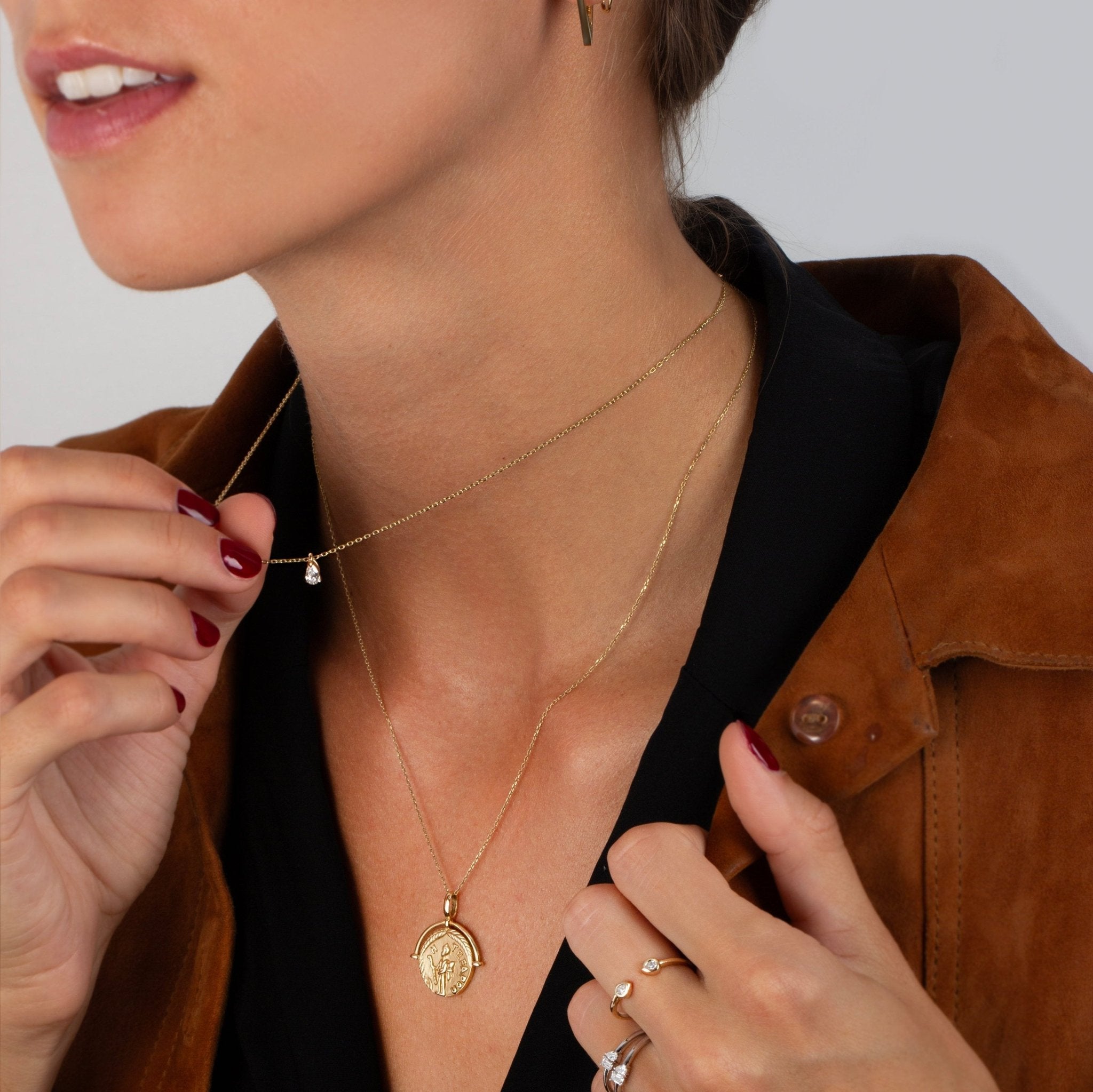 Diamond Drop Pendant - Zayla - Necklaces