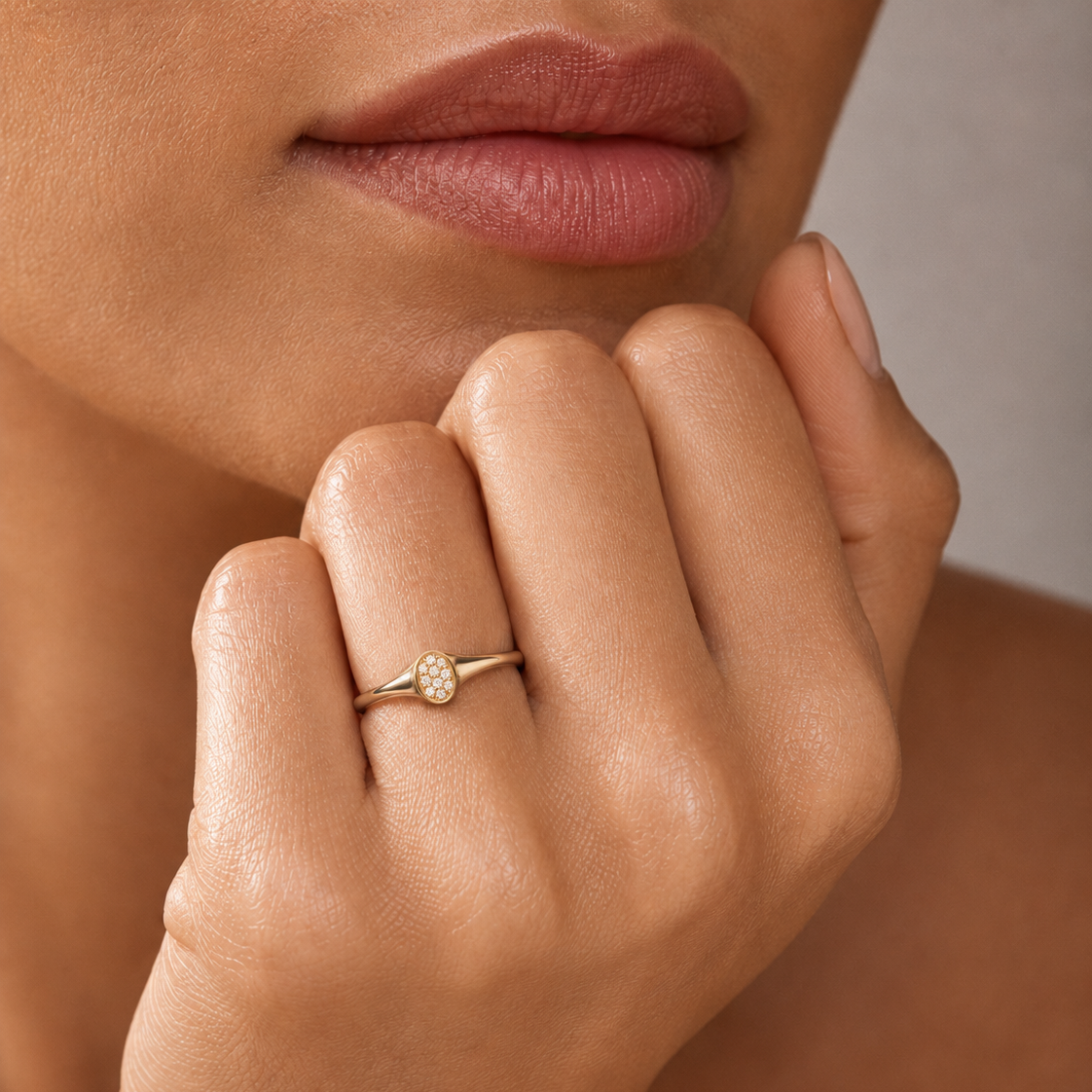 Oval Pavé Signet Ring
