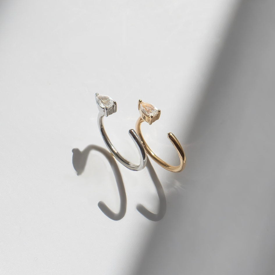 Diamond Drop Crescents | White Gold - Zayla