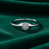 Round Pavé Signet Ring | White Gold