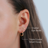 Triple Crystal Small Hoops - Zayla