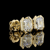 Vault Studs | Asscher Half Bezel Earrings