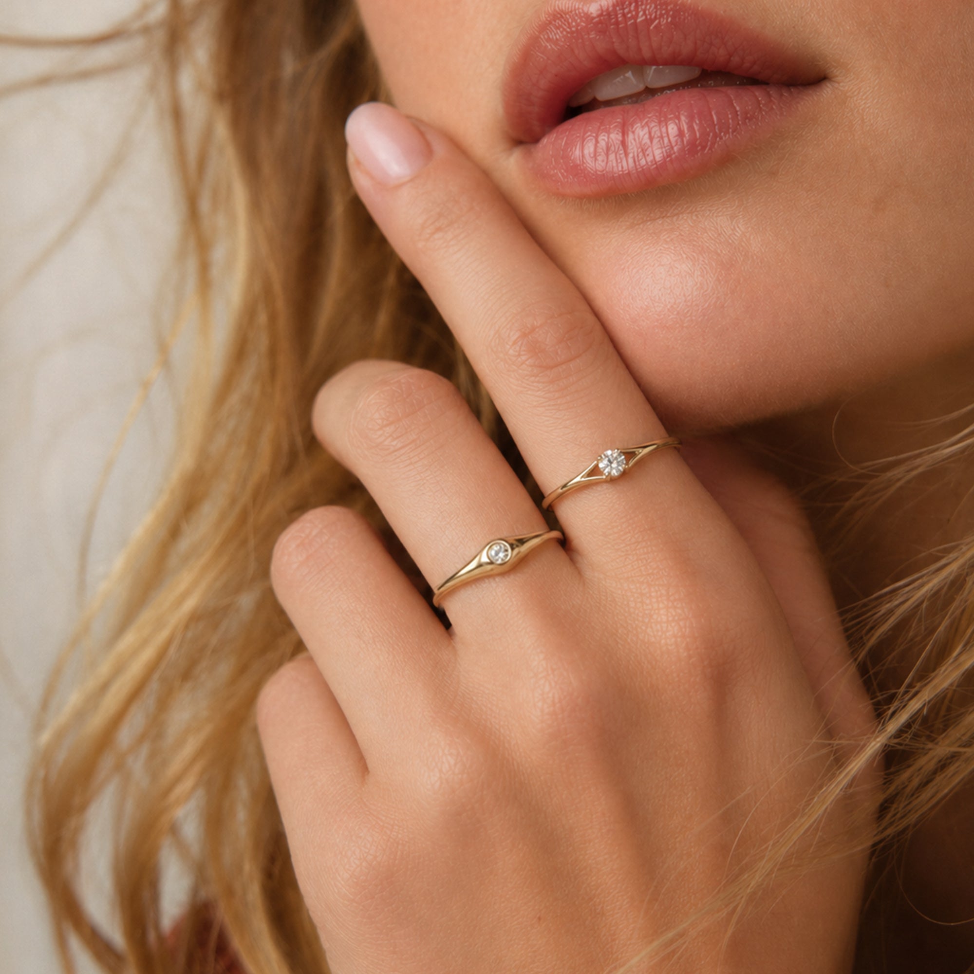 Diamond Slim Dome Ring