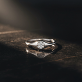 Round Pavé Signet Ring | White Gold