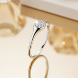 Round Pavé Signet Ring | White Gold